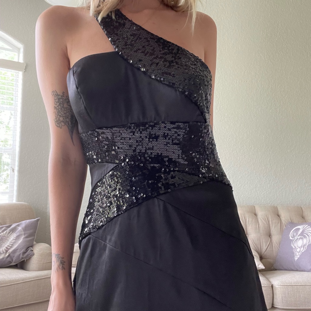Bisou Bisou Brand Black And Sequined Midi Dress Size 6